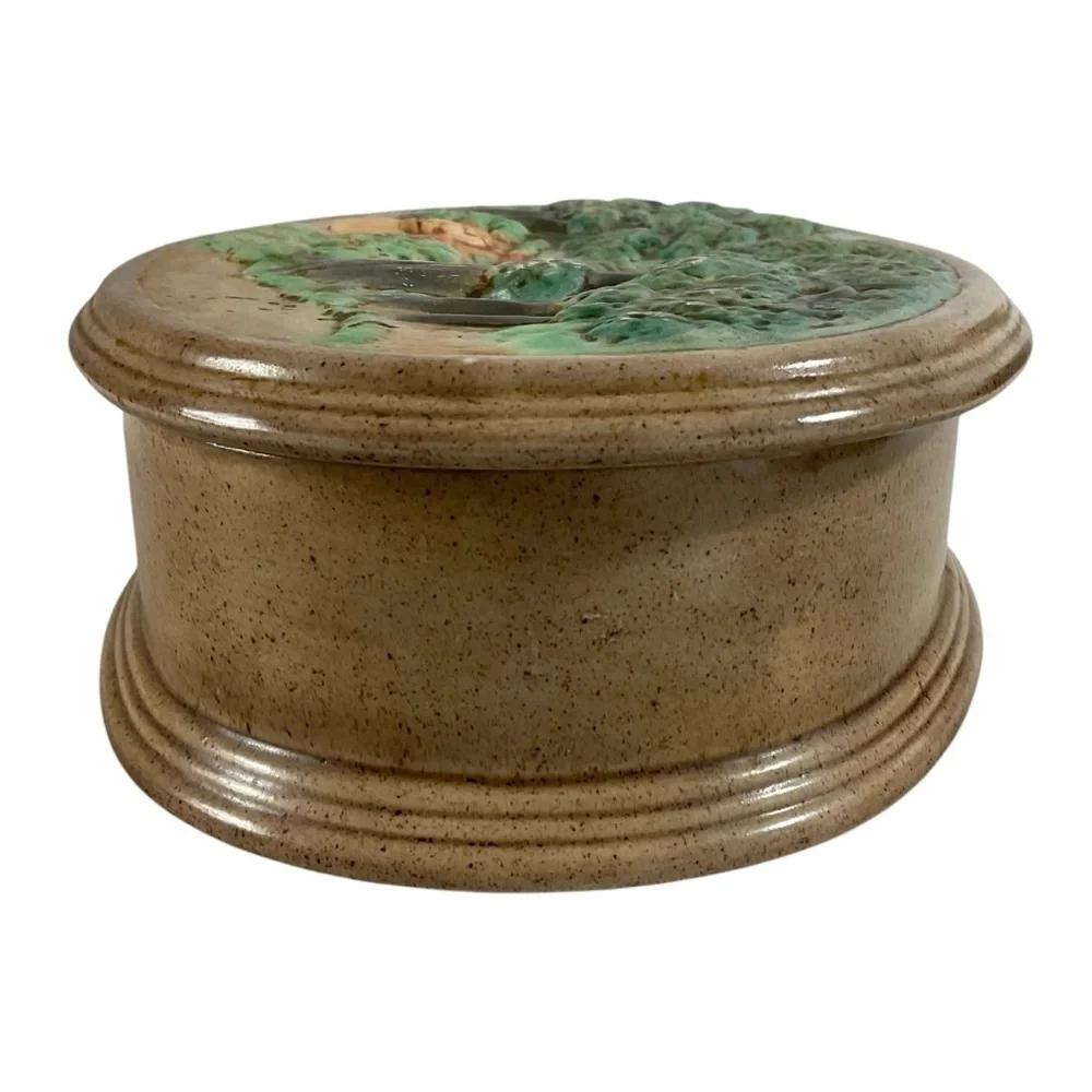 Vintage 1984 Hershey Molds Co Trinket Box Ceramic Hand Painted 11.5” X 7.5” X 3”